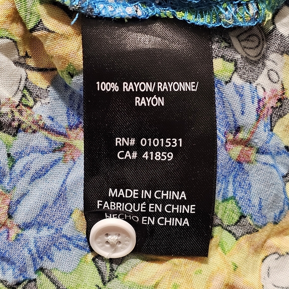 Disney Mickey Mouse Hawaiian Floral Button Down Shirt Mens Large All Over Print - Picture 6 of 8